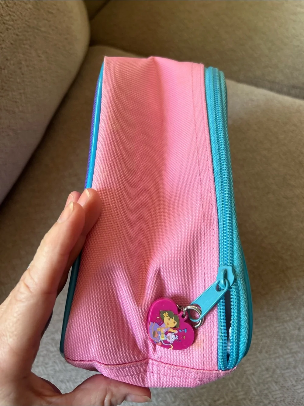 Dora the Explorer Pink & Turquoise Kids Girls Lunch Bag with Boots & Rainbow